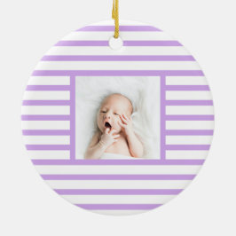 Pink Sleepy Baby Dino | Lila Streifen modern Keramik Ornament