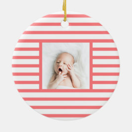 Pink Sleepy Baby Dino | Rosa Streifen modern Keramik Ornament
