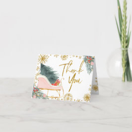 Pink Sleigh Baby Dusche Kleines Bündel von Freude Dankeskarte