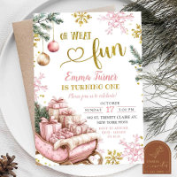 Pink Sleigh Winter Erster Geburtstag