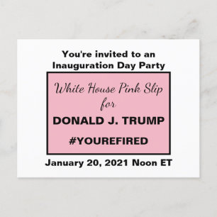 Pink-Slip im Weißen Haus für Trump Er ist verschwu Einladungspostkarte