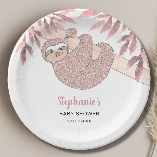 Pink Sloth Baby Dusche Pappteller (Von Creator hochgeladen)