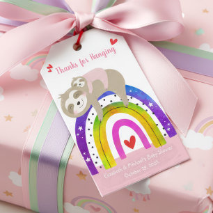 Pink Sloth Boho Rainbow Girl Baby Dusche Niedlich Geschenkanhänger
