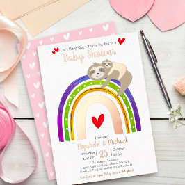 Pink Sloth Rainbow Girl Baby Dusche Real Rose Gold Folieneinladung