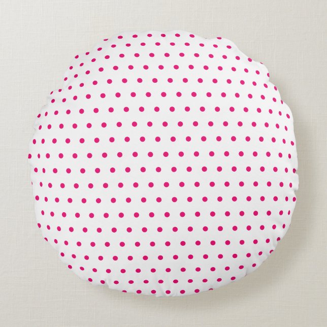 Pink Small Polka Dot Weiße Farbe Niedlich Girl Rundes Kissen (Vorderseite)