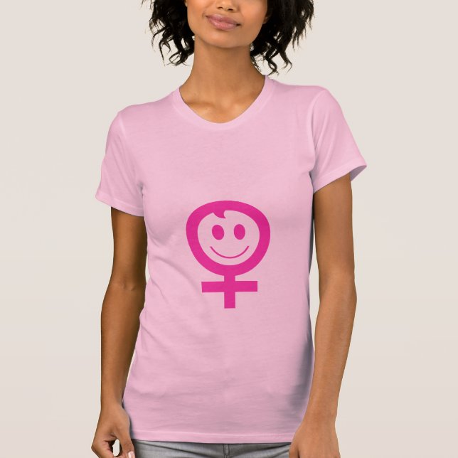 Pink-Smiley-Frauensymbol T-Shirt (Vorderseite)