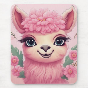 Pink Smiling Baby Lama Mousepad