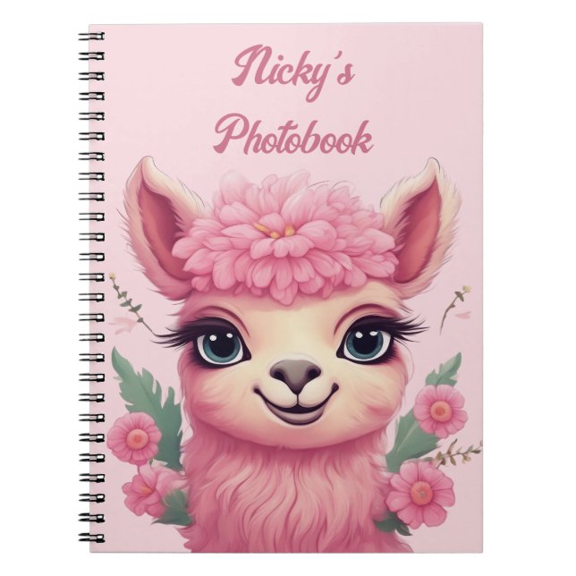 Pink Smiling Baby Lama Notizblock (Vorderseite)