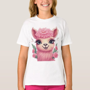 Pink Smiling Baby Lama T-Shirt