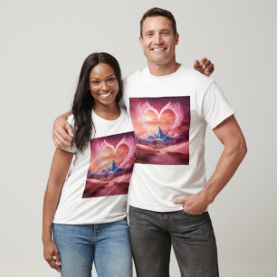 Pink Smoky Herz mit Flügeln inmitten der weißen Wü T-Shirt