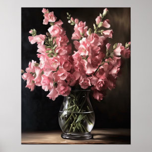 Pink Snapdragon Blume Art Print Poster