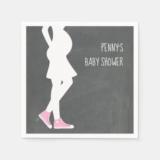 Pink Sneakers Baby Bump Baby Dusche Serviette (Vorderseite)