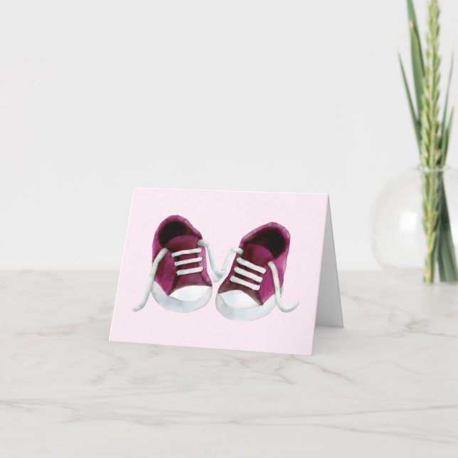 Pink Sneakers Baby Dusche Danke Karten (Vorderseite)