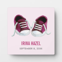 Pink Sneakers Baby Plaque, Baby Shoes Picture Fotoplatte