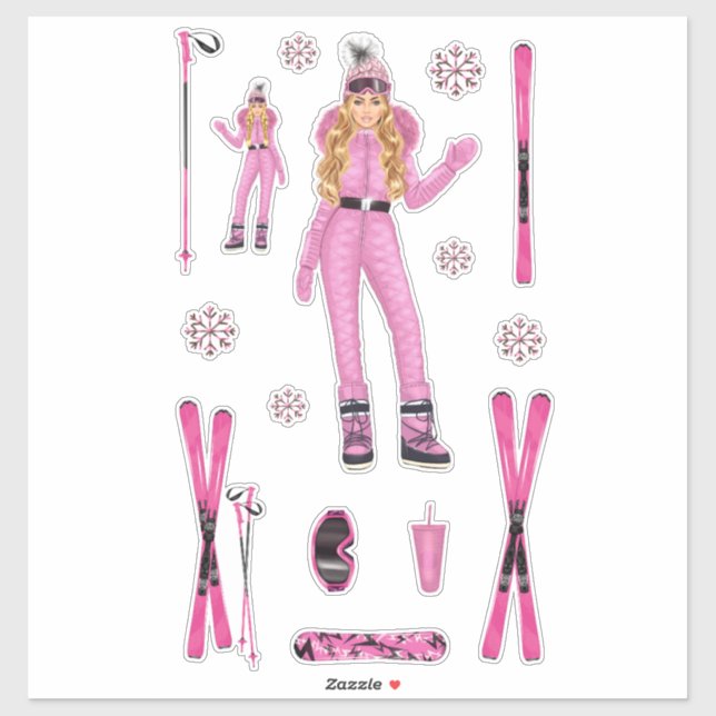 Pink Snow Bunny Ebony Fuller Shopp Sticker Decks (Blatt)