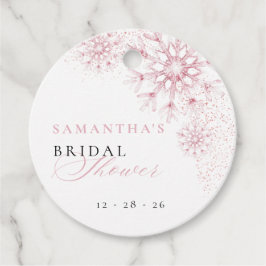 Pink Snow in Love Bridal Shower Favor Tags Geschenkanhänger