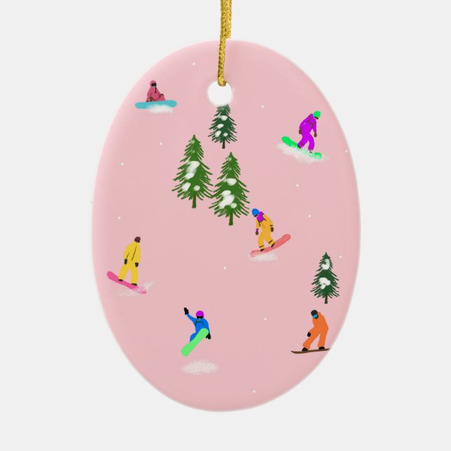 Pink Snowboarder Snowboarden Illustration Keramik Ornament (Vorne)