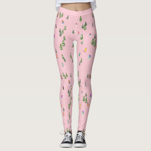 Pink Snowboarder Snowboarden Illustration Leggings