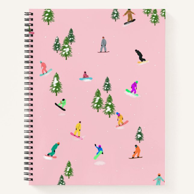 Pink Snowboarder Snowboarden Illustration Notizbuch (Vorderseite)