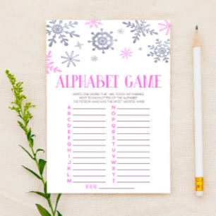 Pink Snowflake Alphabet Babydusche Spiel Briefpapier