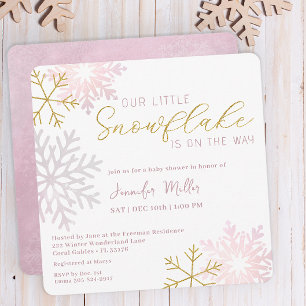 Pink Snowflake Baby Dusche laden ein Winter Wond Einladung