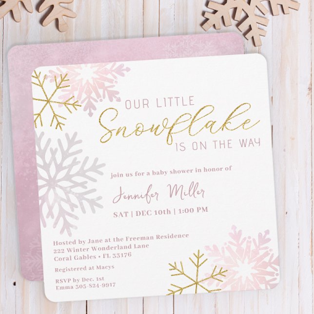 Pink Snowflake Baby Dusche laden ein | Winter Wond Einladung (Winter Baby Shower Invitation
)