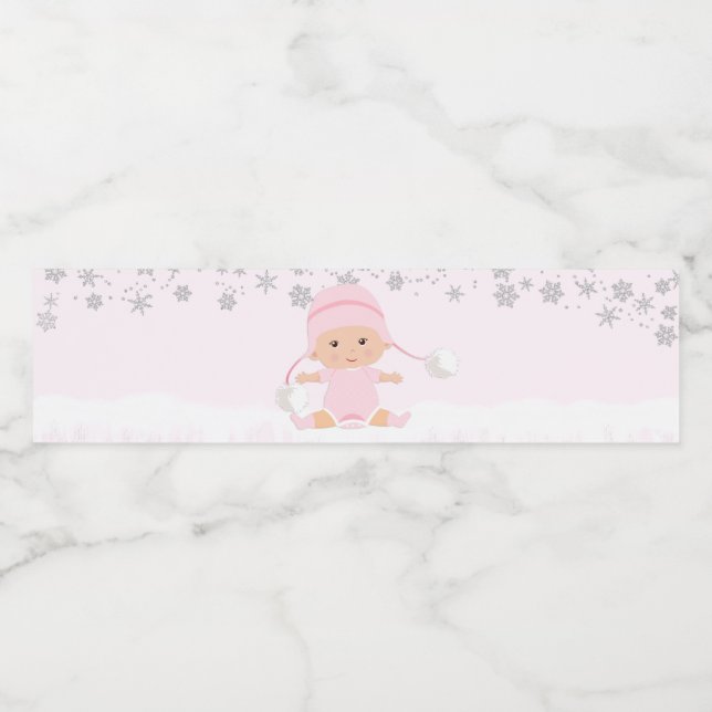 Pink Snowflake Baby Dusche Wasser Flaschen Etikett (Einzelnes Label)