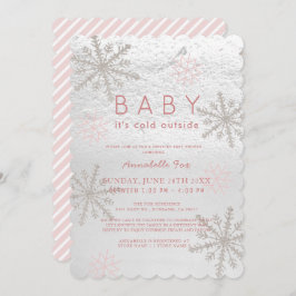 Pink Snowflake Baby mit kalter Baby-Dusche Einladung