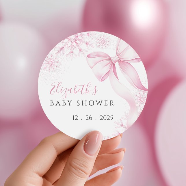 Pink Snowflake Baby Shower Stickers (Von Creator hochgeladen)