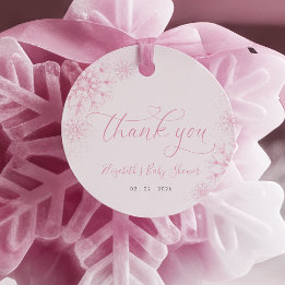 Pink Snowflake Babydusche Geschenkanhänger
