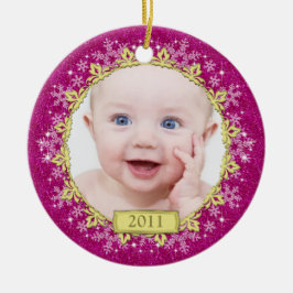 Pink Snowflake Baby's First Christmas Ornament