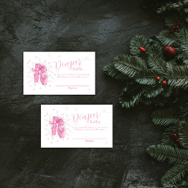 Pink Snowflake Ballerina Diaper Raffle Baby Shower Begleitkarte