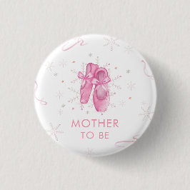 Pink Snowflake Ballerina Mother To Be Baby Shower Button