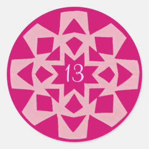 Pink Snowflake Bat Mitzvah Runder Aufkleber