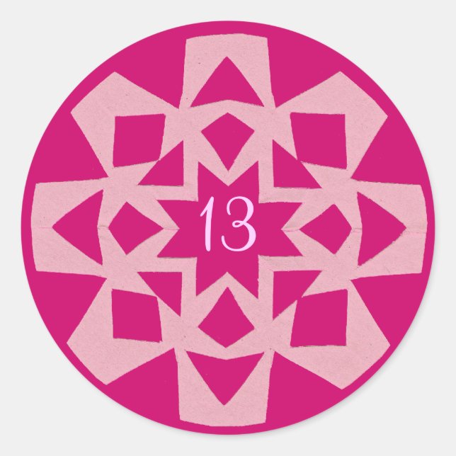 Pink Snowflake Bat Mitzvah Runder Aufkleber (Vorderseite)