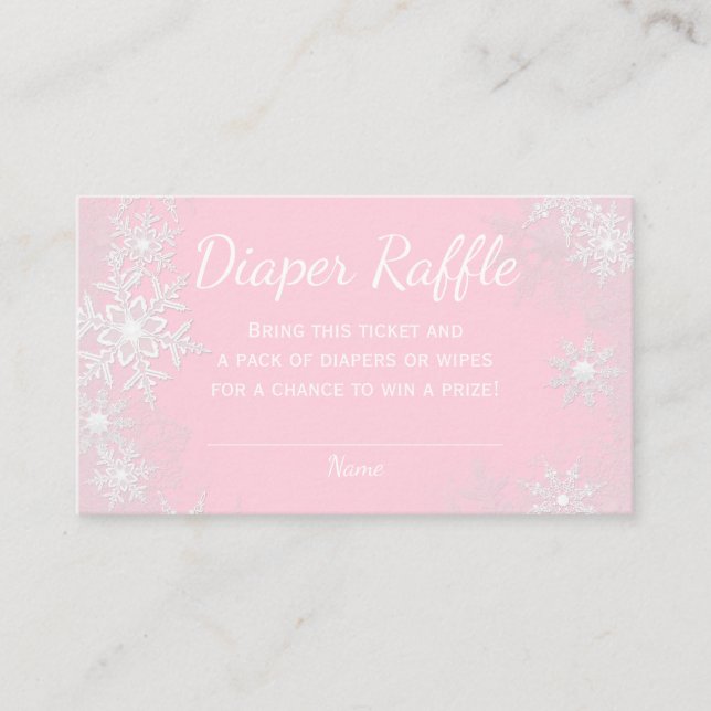Pink Snowflake Diaper Raffelkarten Begleitkarte (Vorderseite)