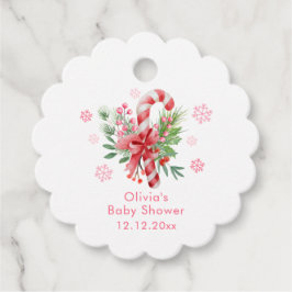 Pink Snowflake Festive Candy Girl Baby Shower  Geschenkanhänger