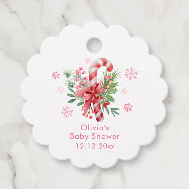 Pink Snowflake Festive Candy Girl Baby Shower  Geschenkanhänger (Vorderseite)