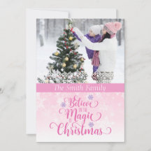 Pink Snowflake Foto Weihnachtskarte