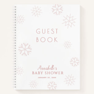 Pink Snowflake Girl Baby Shooting Guest Book Notizbuch