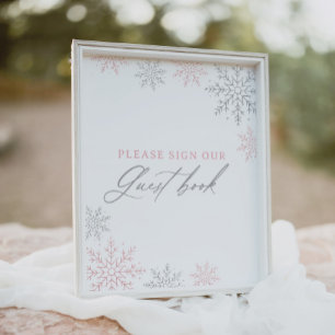 Pink Snowflake Girl Baby Showbook Gästebuch