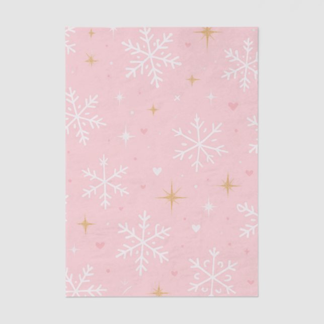 Pink Snowflake & Gold Sparkle Christmas  Seidenpapier (Vorderseite)