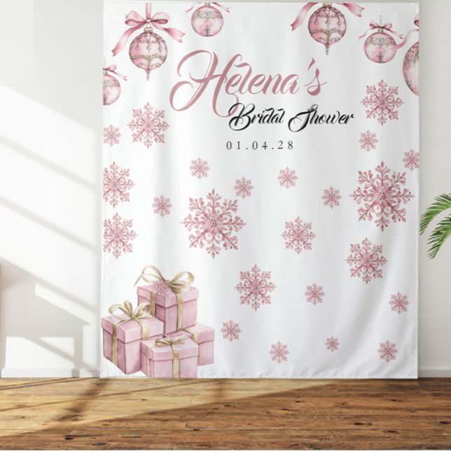 Pink Snowflake Hintergrund | WinterBrautparty Wandteppich (Von Creator hochgeladen)