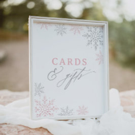 Pink Snowflake Kinderduschkarten und Geschenkschil Poster