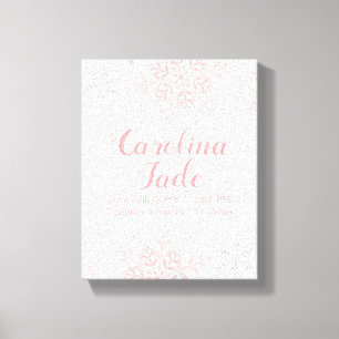 Pink Snowflake Kinderzimmer Babystatistik Leinwanddruck