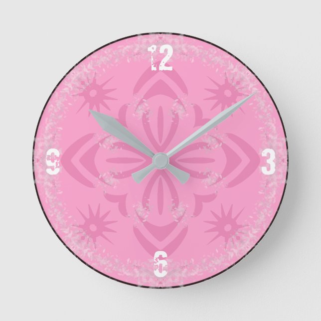 Pink Snowflake Küche Runde Wanduhr (Vorderseite)