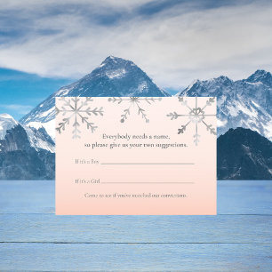 Pink Snowflake Name Vorschläge Baby Shower Game Begleitkarte