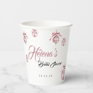 Pink Snowflake Paper Cup   Weihnachts-Brautparty Pappbecher