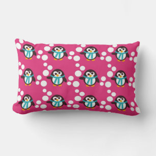 Pink Snowflake Pinguine MOJO Pillow Lendenkissen