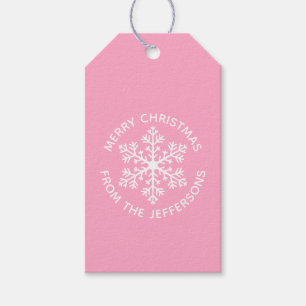 Pink Snowflake Weihnachtsgeschenke Tags Geschenkanhänger